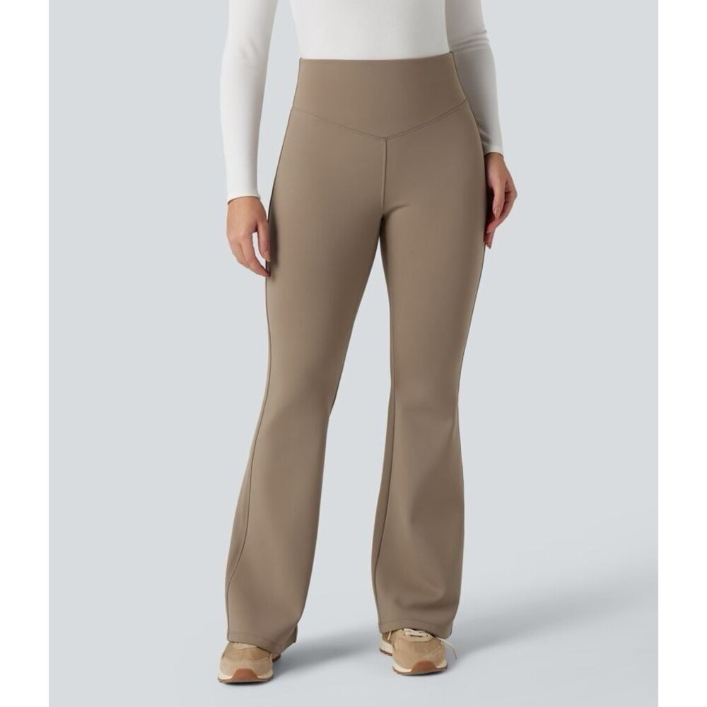 NEW Halara High Waisted Fleece Yoga Flare Leggings NWT khaki brown medium